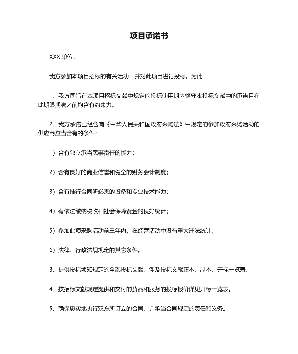 2025年项目承诺书_第1页