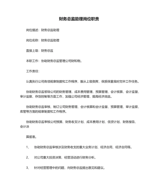 2025年财务总监助理岗位职责