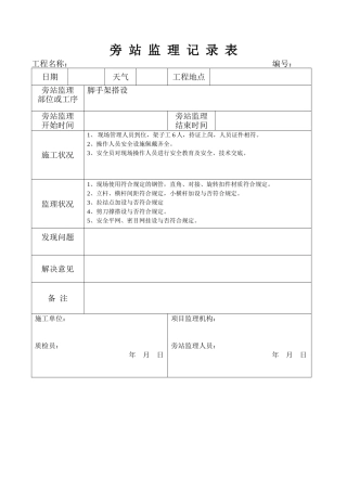 2025年脚手架旁站记录