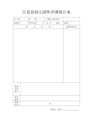 2025年幼儿园听评课记录表
