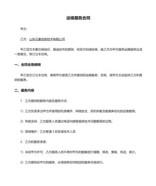 2025年运维服务合同