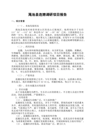 2025年连翘调研项目报告