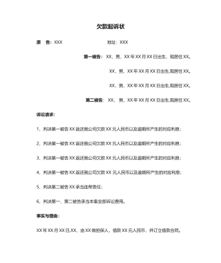 2025年欠款起诉状、起诉函