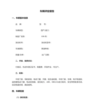 2025年车辆评估报告