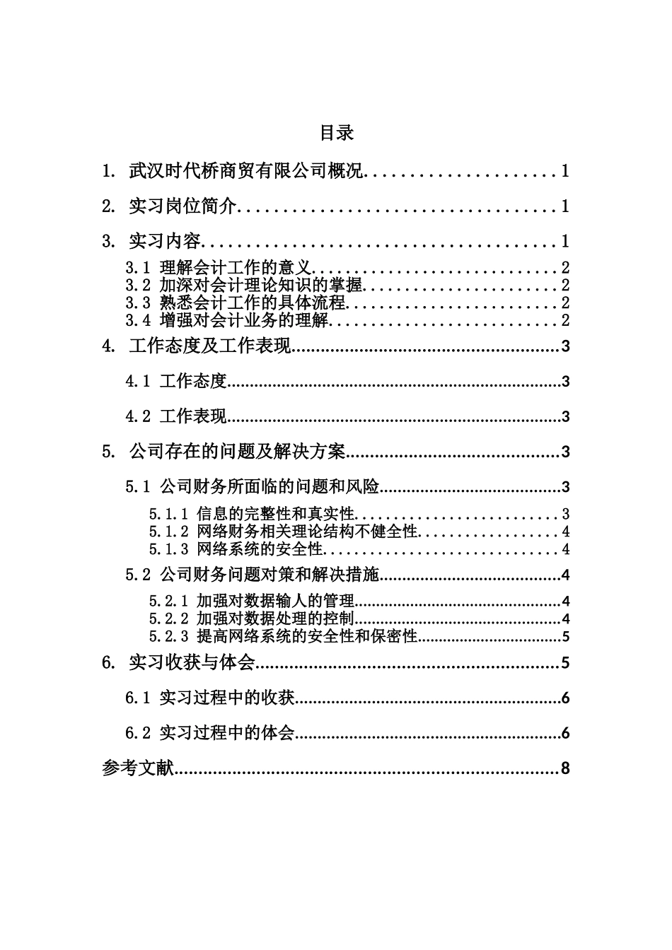 武汉时代桥商贸有限公司财务实习报告_第1页