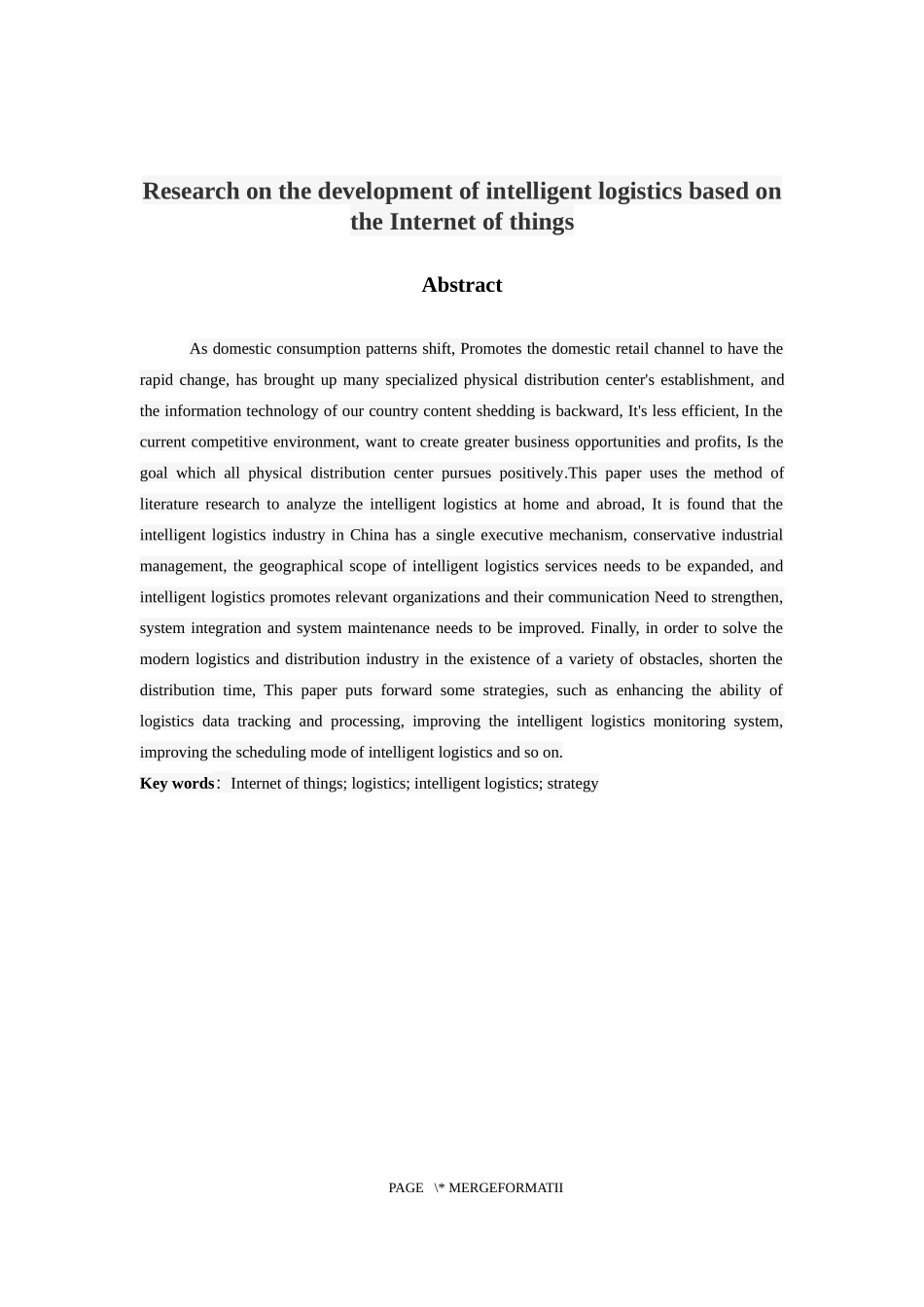 物流管理专业 基于物联网的智慧物流发展研究_第2页