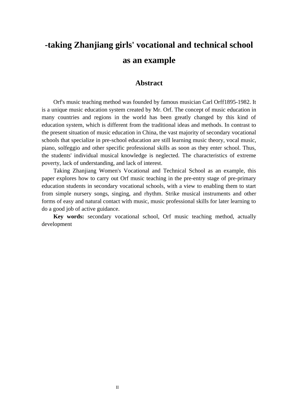 中职学前教育专业开展奥尔夫音乐教育的模式探索—以湛江市女子职业技术学校为例_第2页