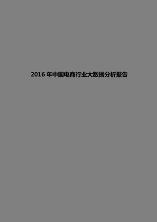 2016年中国电商行业大数据分析报告