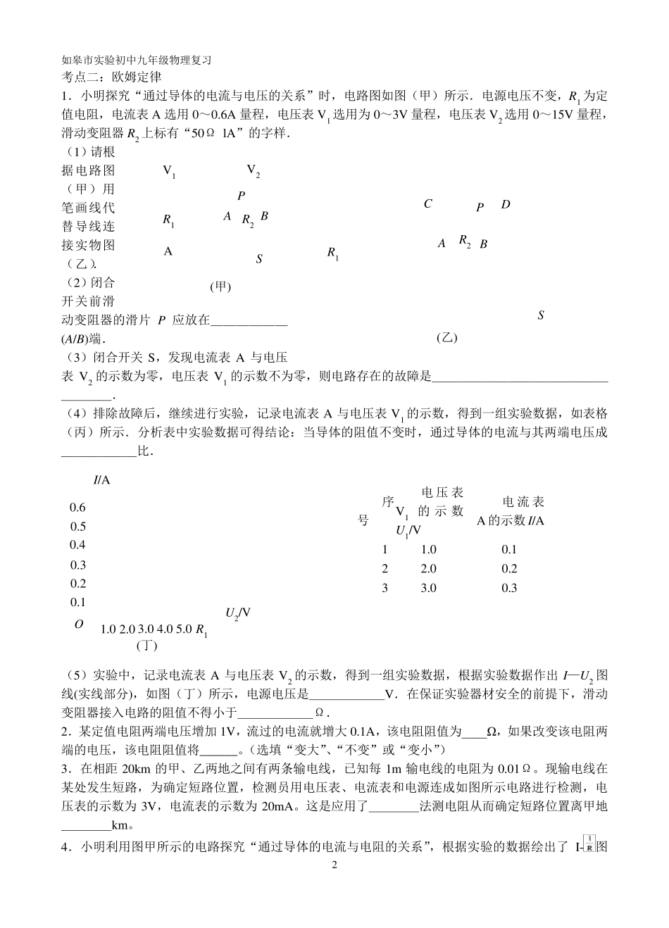 2016年中考电学考点专题复习_第2页