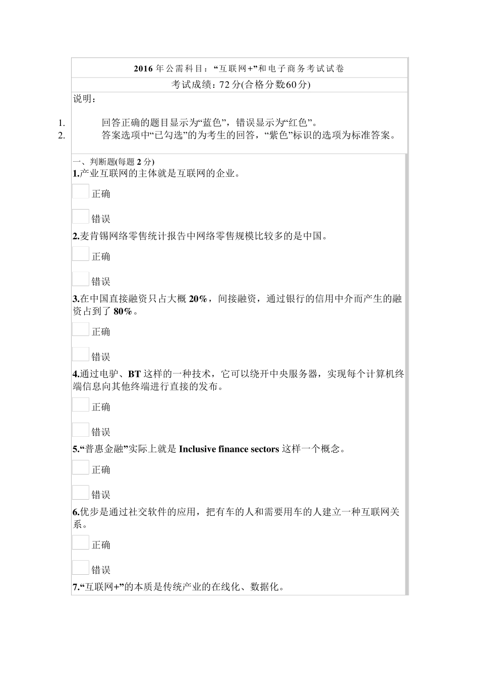 2016年公需科目：“互联网+”和电子商务考试试题_第1页