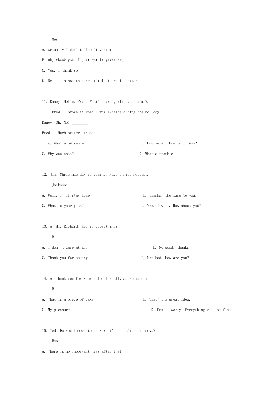 2016年安徽学位英语考试试题答案_第3页