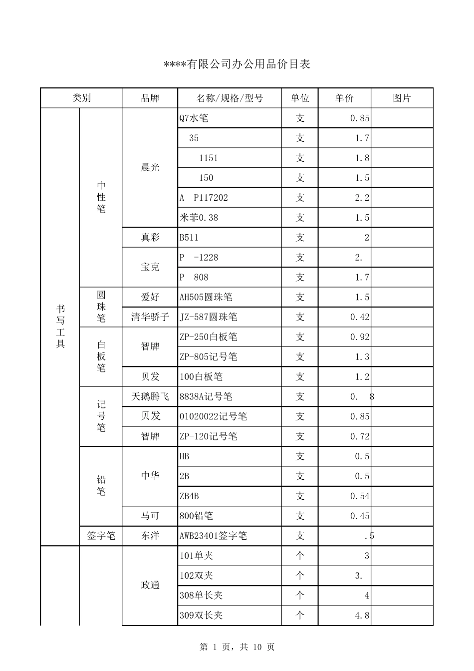 2016年最新办公用品销售价格清单大全_第1页