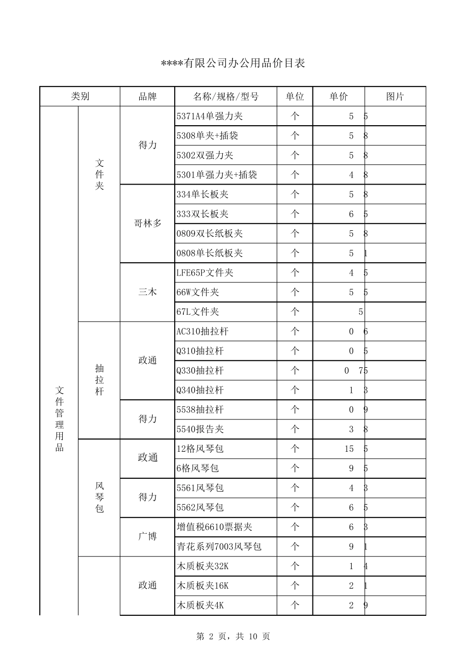 2016年最新办公用品销售价格清单大全_第2页