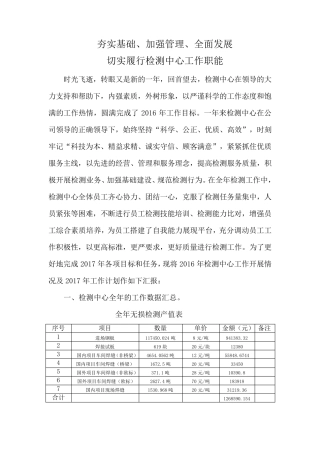 2016年检测中心工作总结