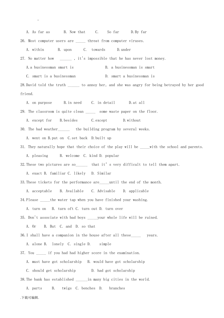 2016年河南专升本英语真题与答案_第3页