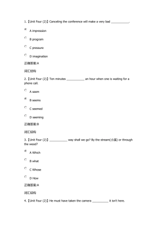 2016年浙江大学远程教育《英语2》在线作业第4次