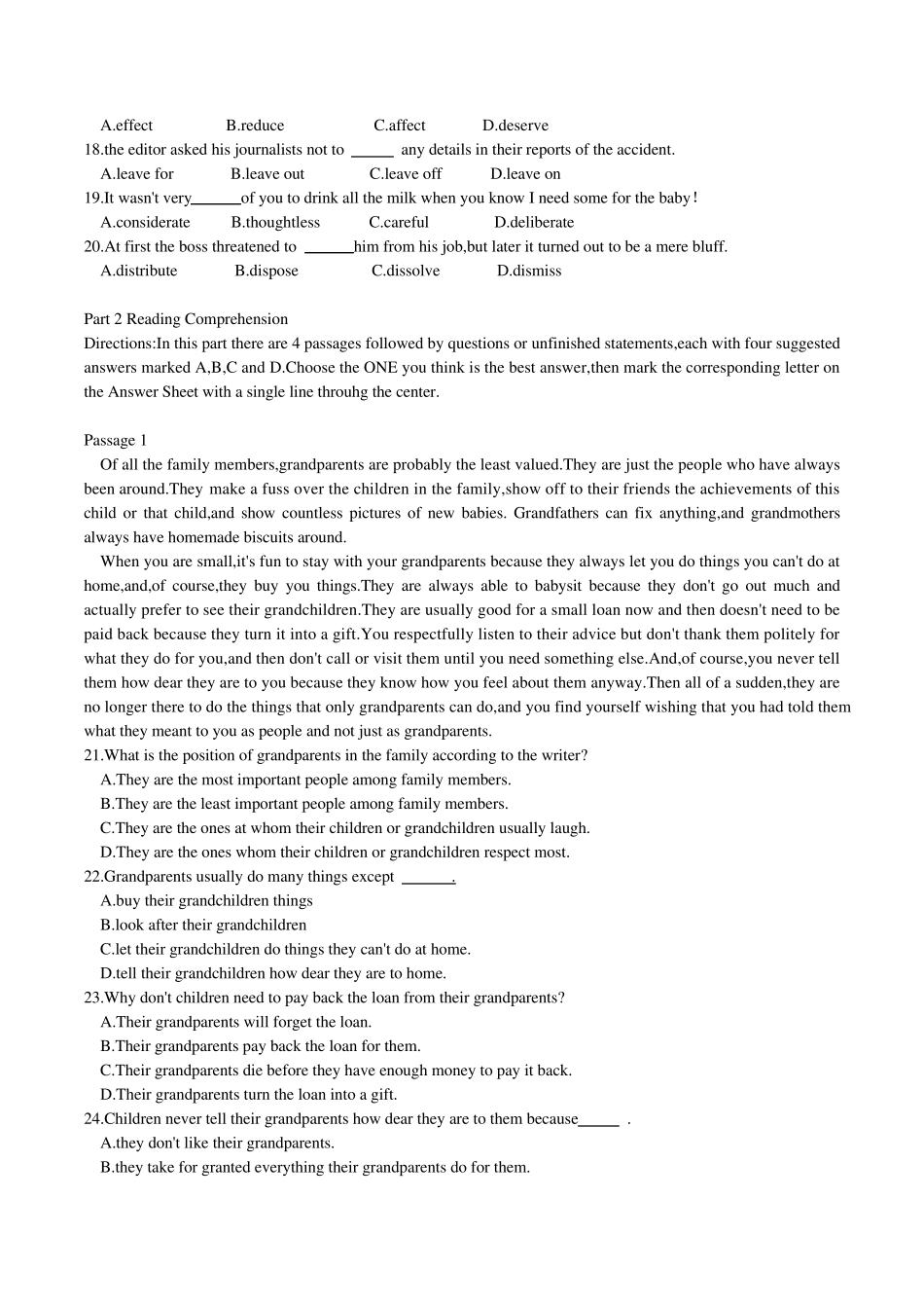 2016年湖北成人学士学位英语真题及答案_第2页