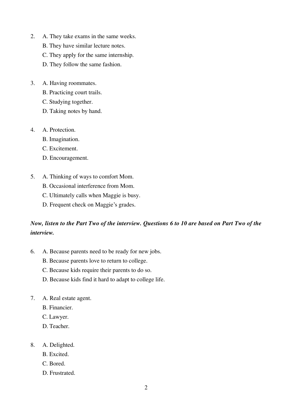 2016年英语专八考试真题及答案_第2页