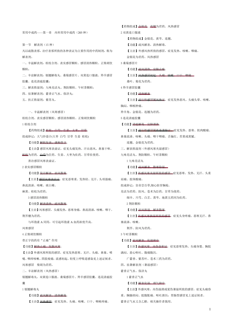 2016执业药师[中药二中成药]重点内容学习精简版_第1页