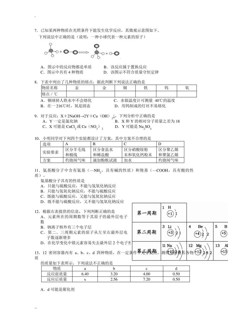 2016教师资格考试试题：初中化学学科知识与教学能力_第2页