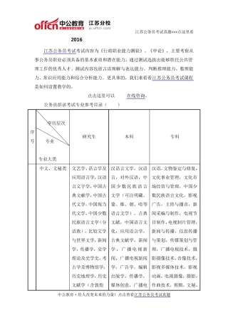 2016江苏省公务员招录考试专业参考目录