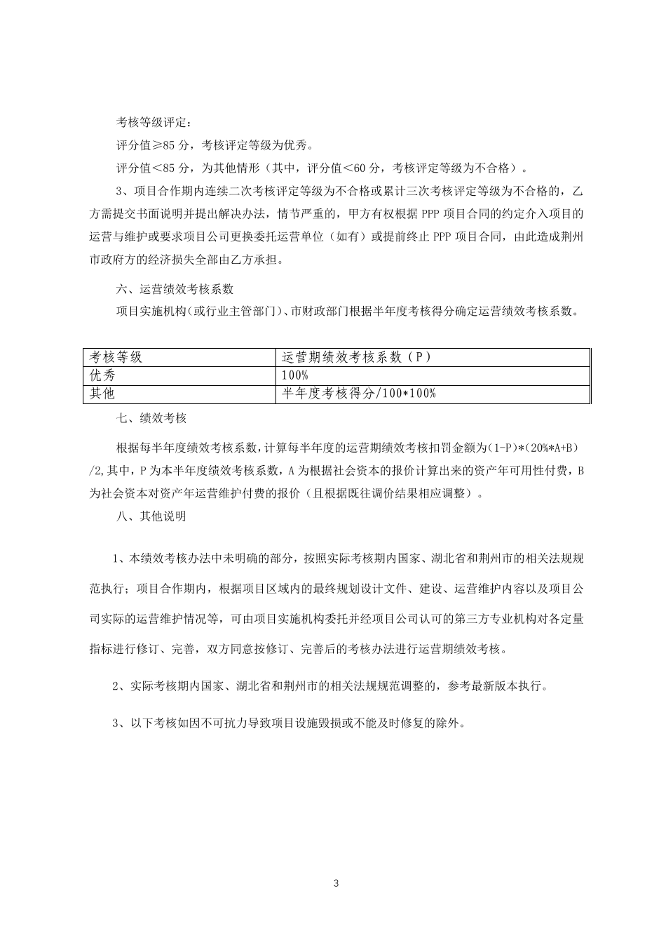 201709212附件5荆州市城北快速路PPP项目运营期绩效考核办法(道路)_第3页