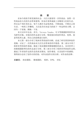 摄影艺术专业 商业摄影《纸杯世界》创作说明