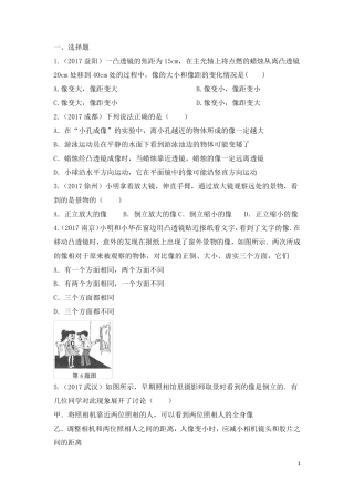 2017中考物理透镜及其应用题及答案