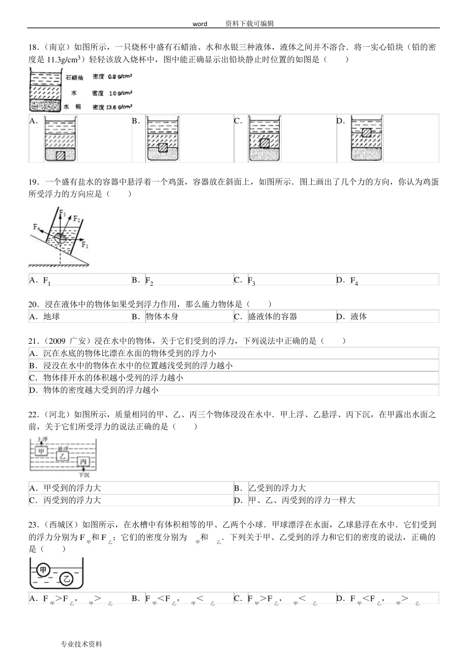 2017中考物理浮力经典难题(答案解析).._第3页