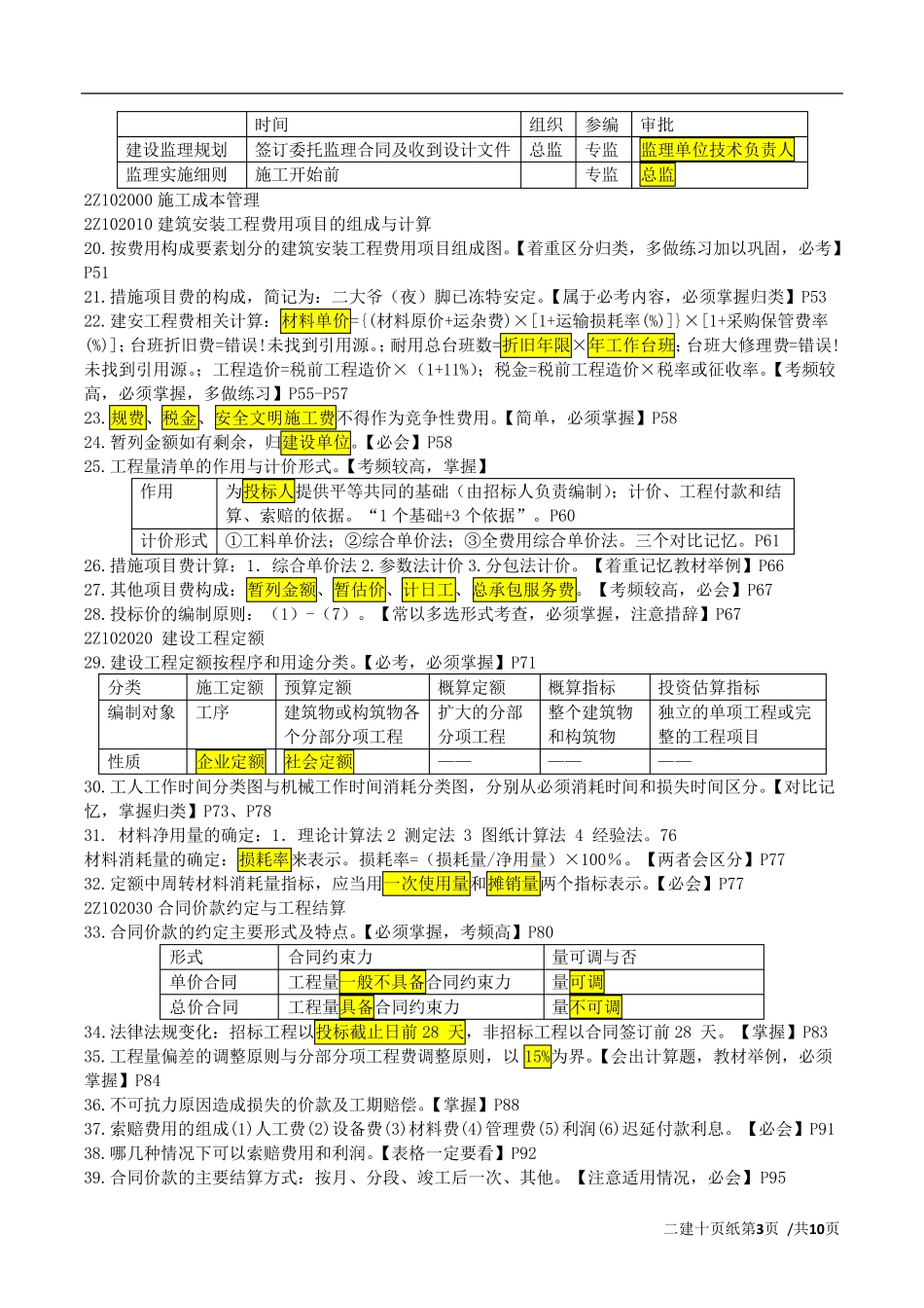 2017二级建造师《建设工程施工管理》精华十页纸_第3页