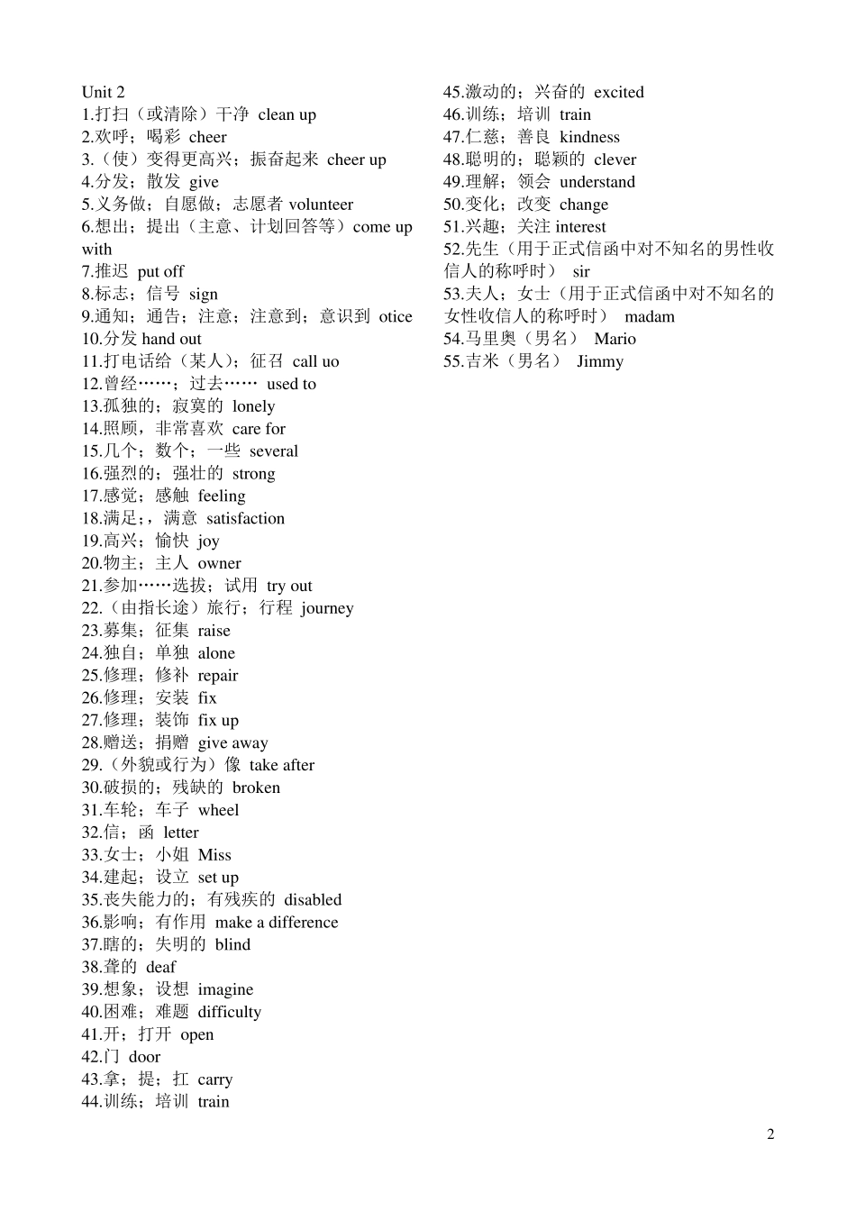 2017人教版八年级下册英语单词汇总表中英对照版_第2页