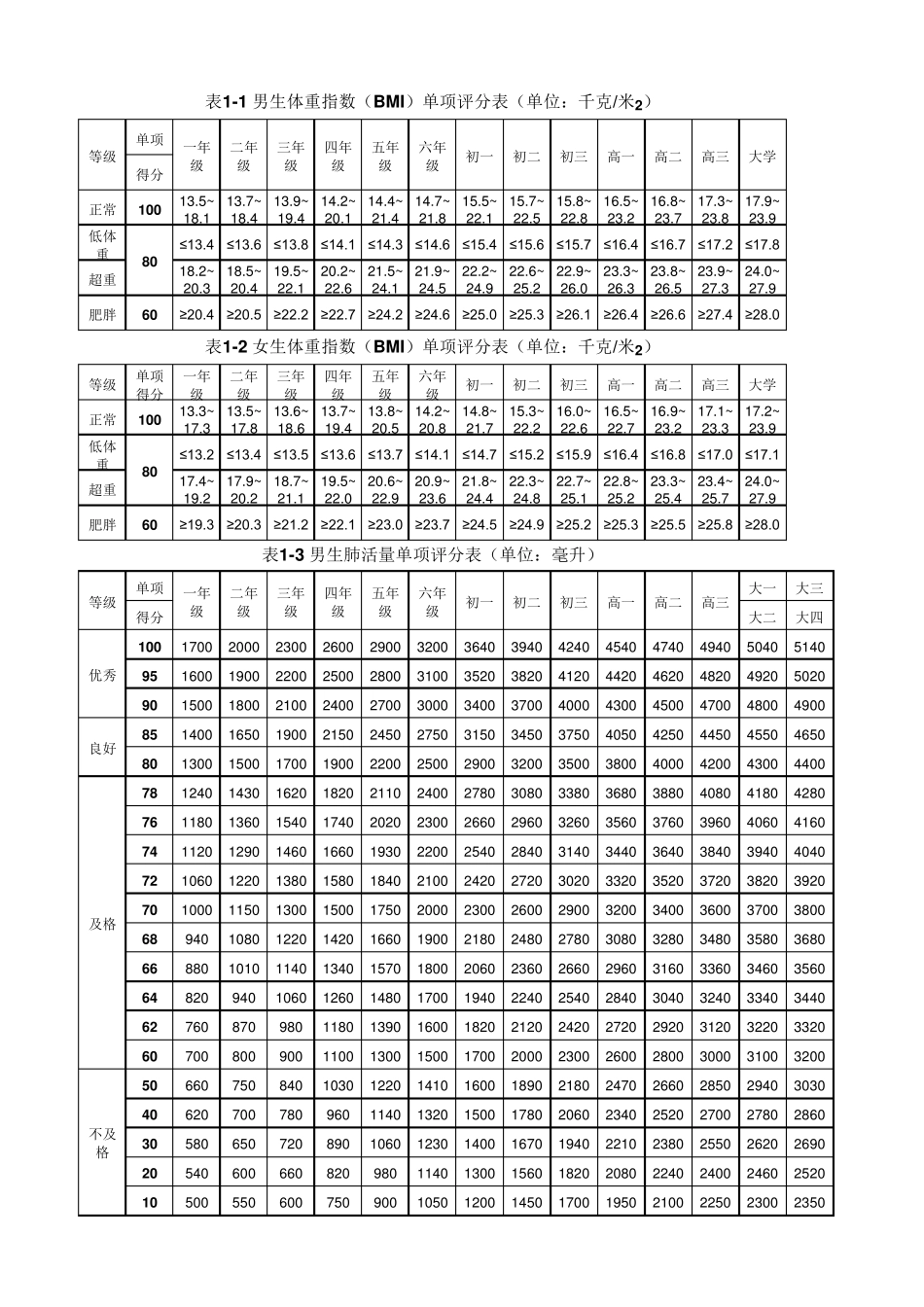2017体质健康测试项目及评分标准_第1页