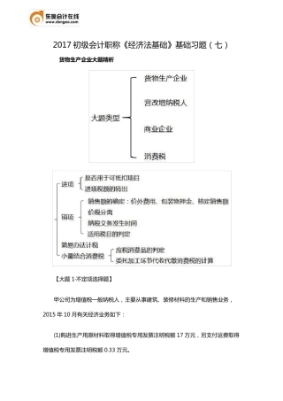 2017初级会计职称《经济法基础》基础习题