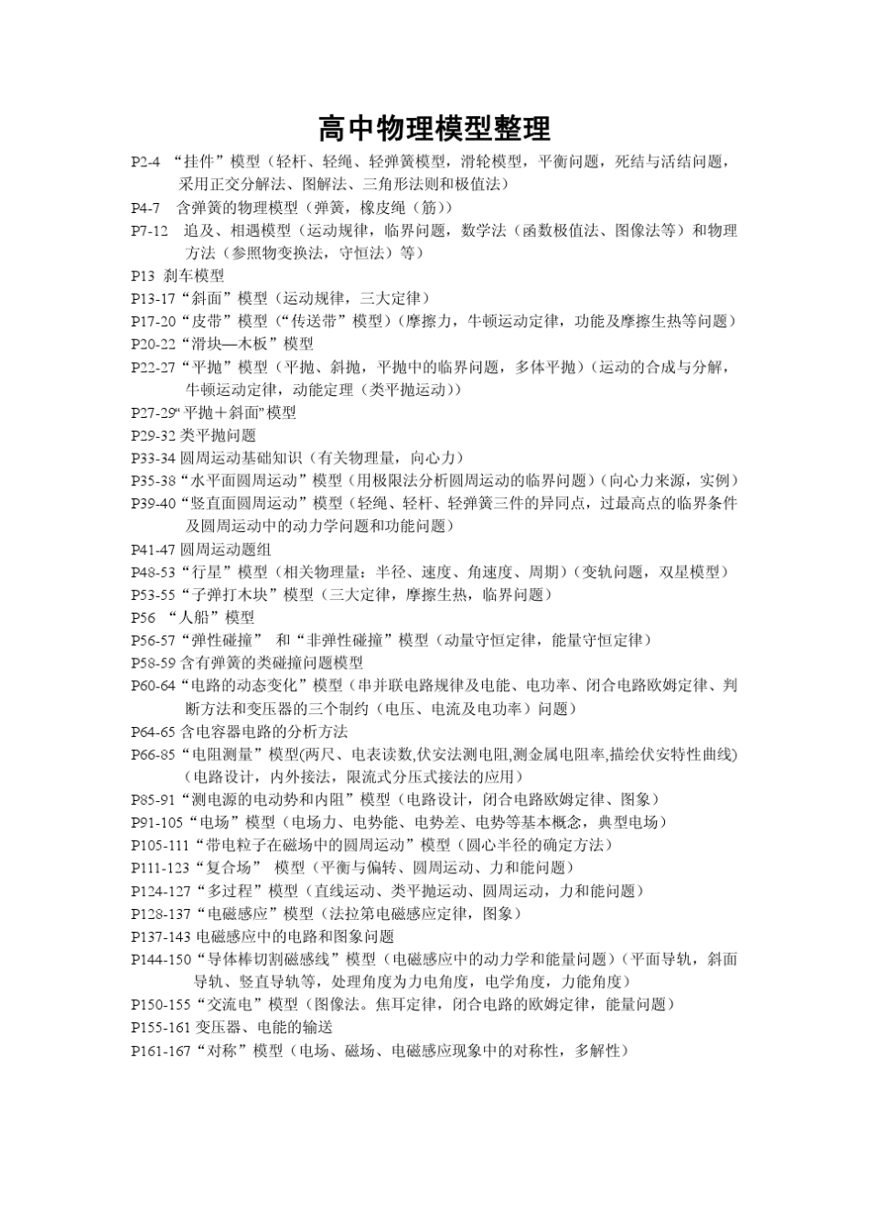 2017届高考一轮复习高中物理模型整理_第1页