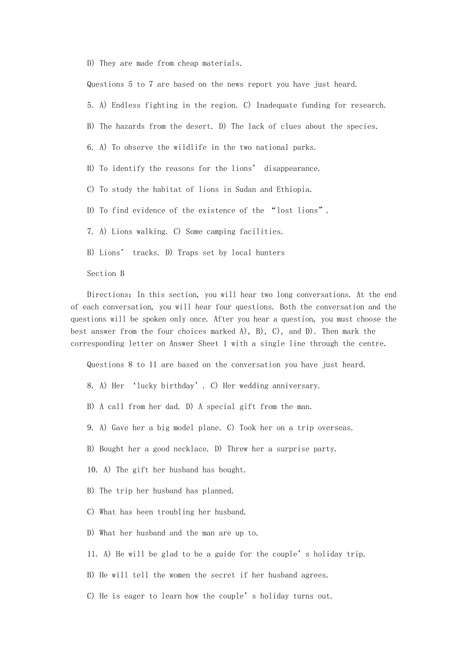 2017年12月大学英语四级真题及答案(第三套)_第2页