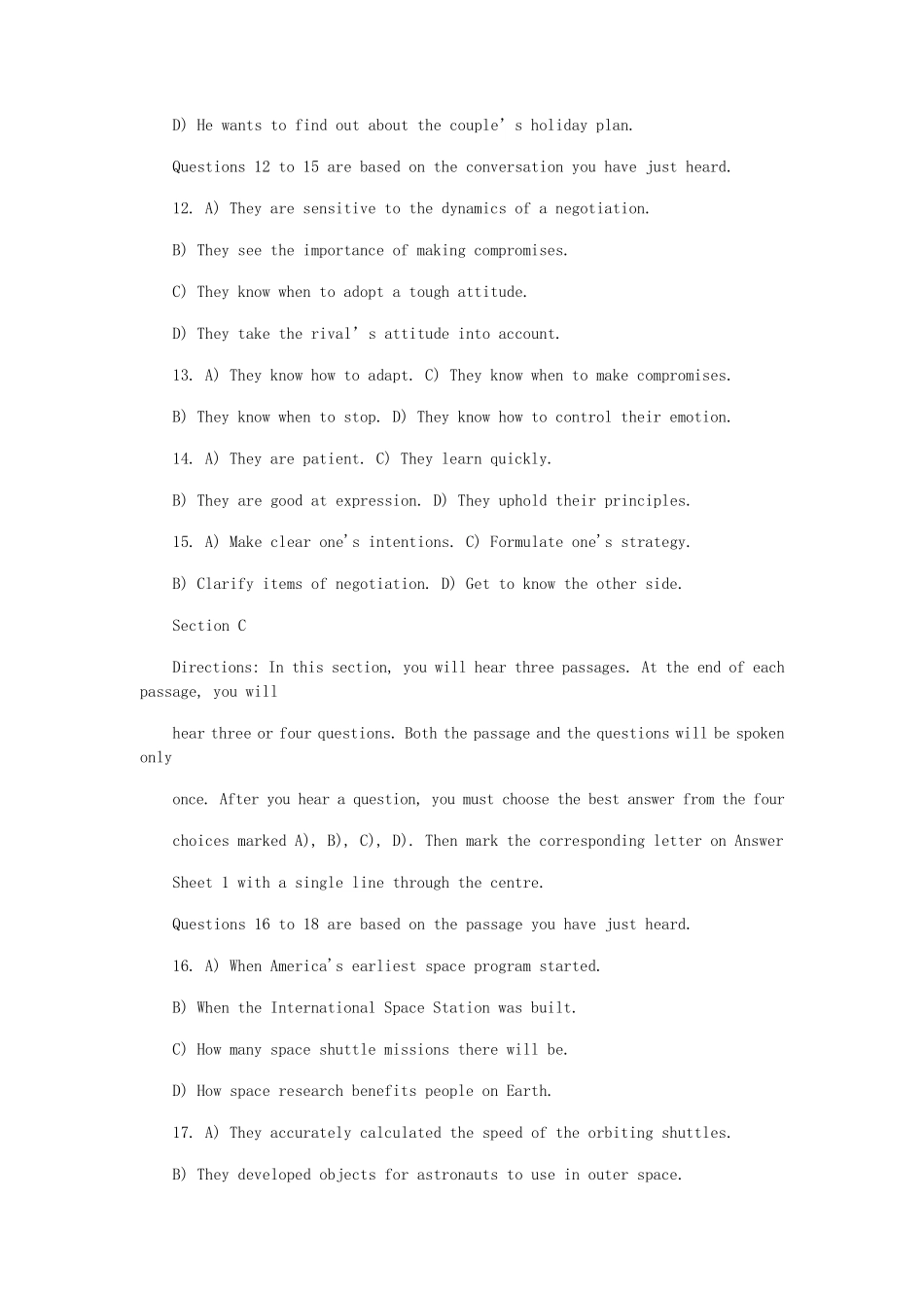 2017年12月大学英语四级真题及答案(第三套)_第3页