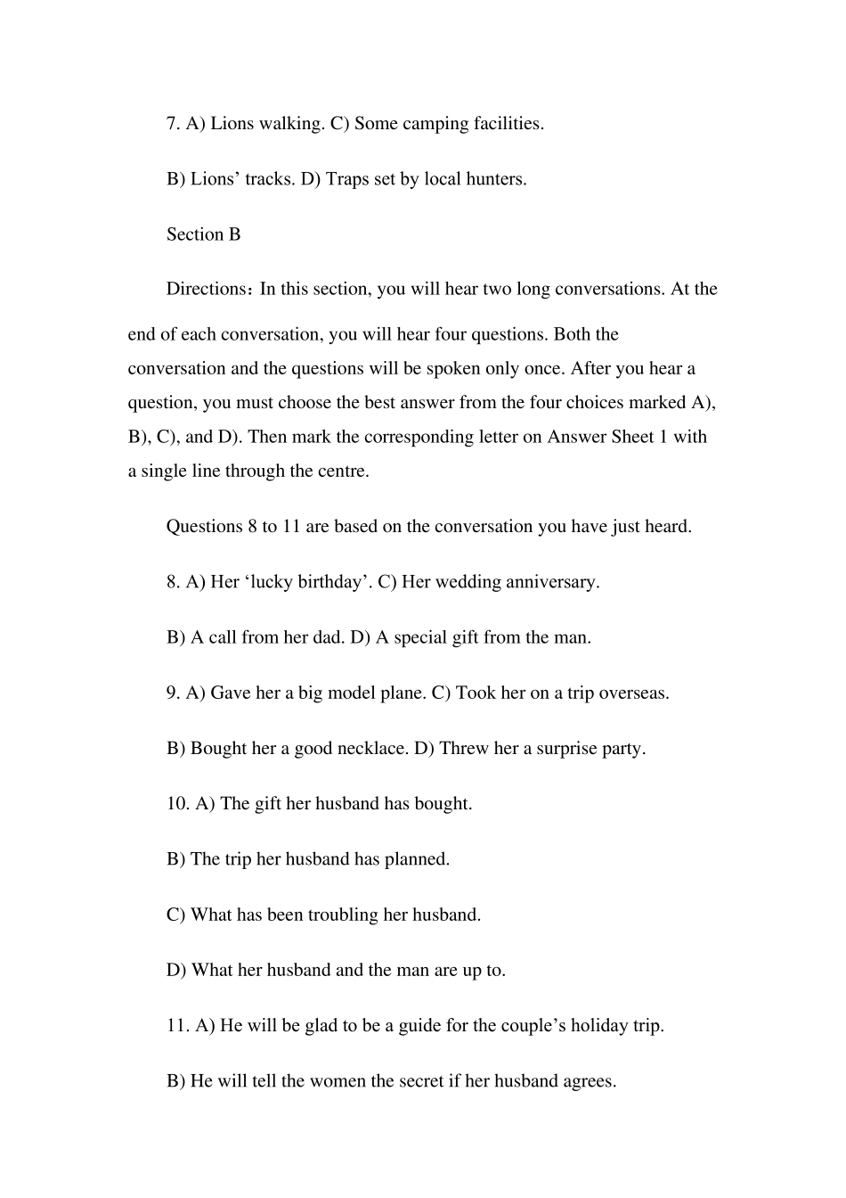 2017年12月大学英语四级考试真题及答案_第3页