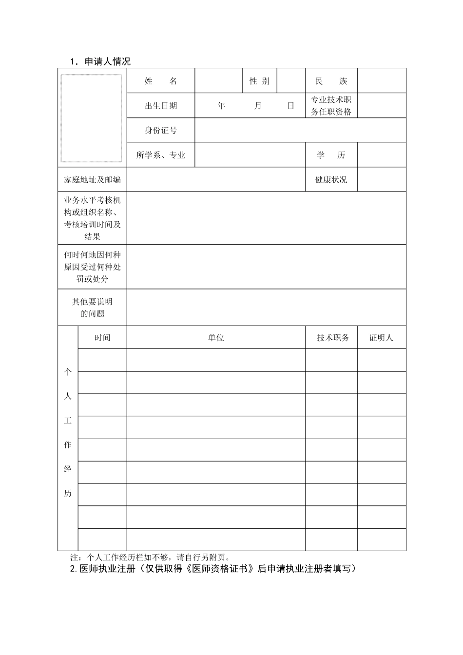 2017年4月份最新医师执业申请审核表_第3页