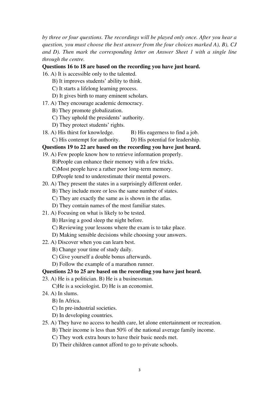 2017年6月大学英语六级真题(第一套)排版后_第3页