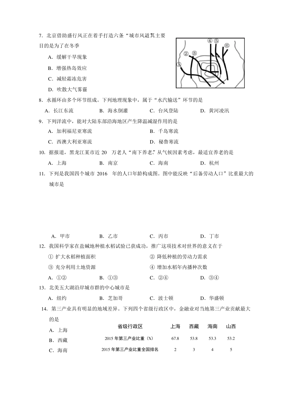 2017年上海地理等级考_第2页