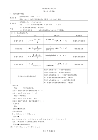 2017年中级财管公式汇总大全