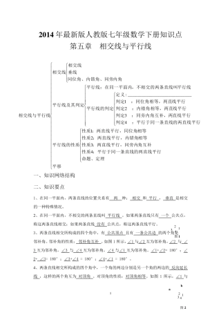 2017年人教版七年级数学下册知识点总结
