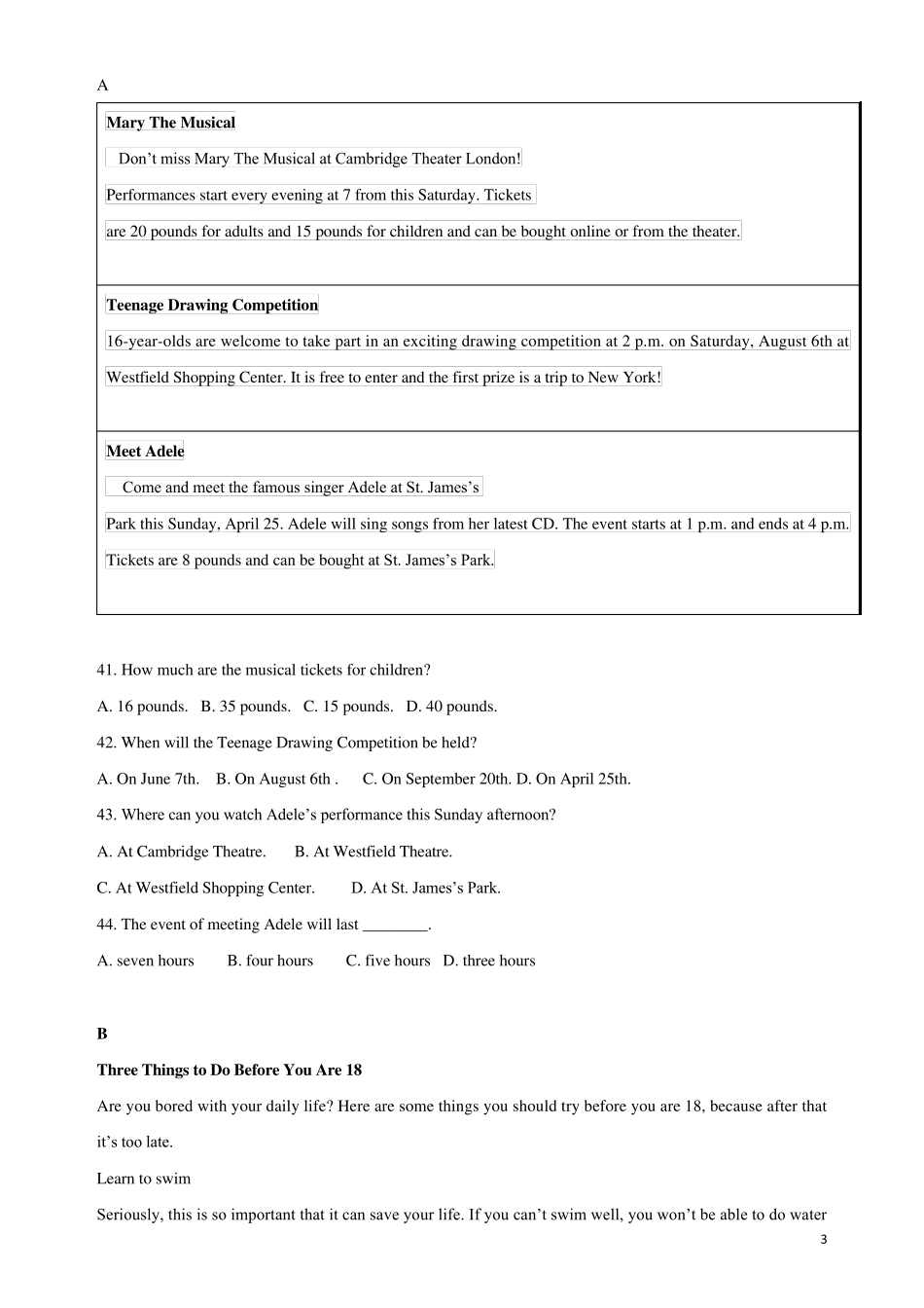 2017年北京市门头沟初三英语二模_第3页