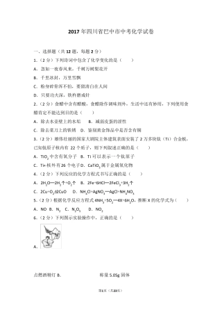 2017年四川省巴中市中考化学试卷及解析