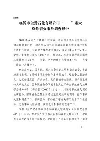 2017年山东金誉石化6.5重大事故报告