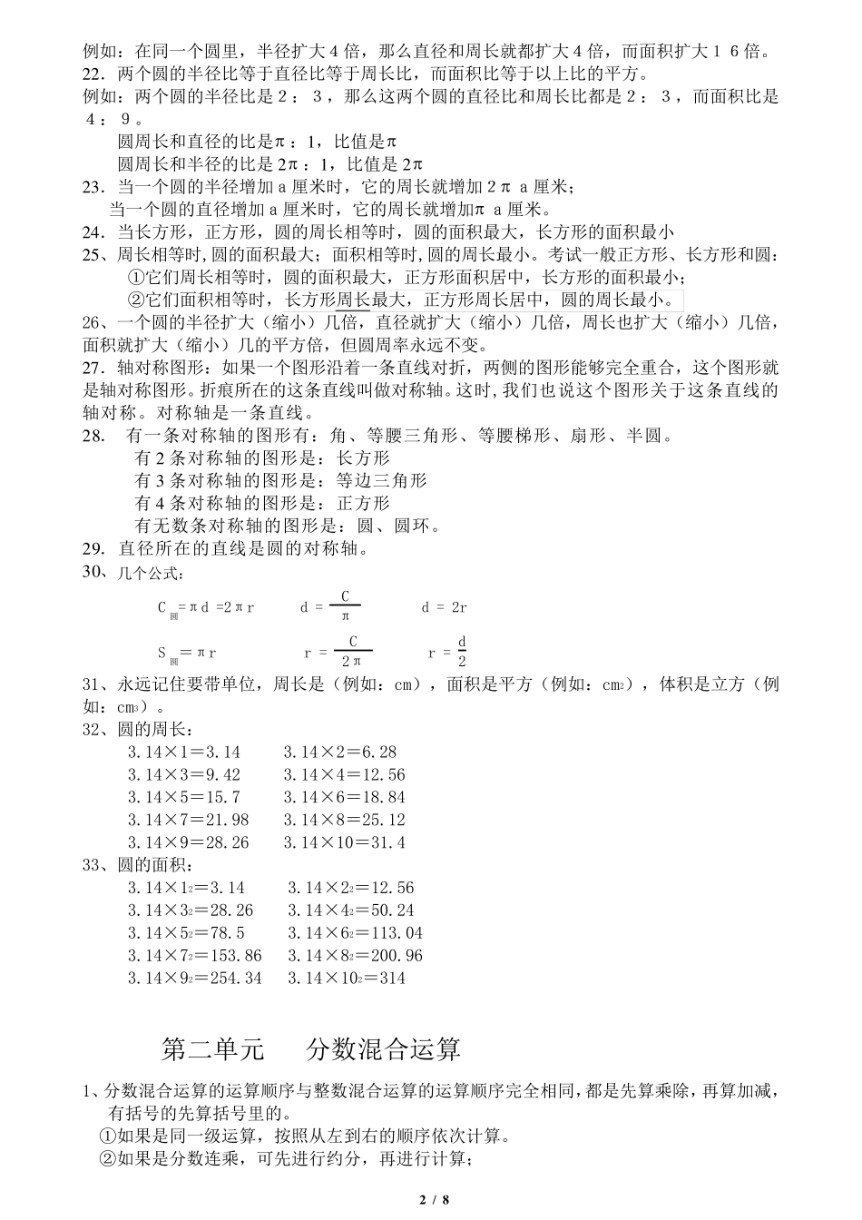 2017年新版北师大版数学六年级上册知识点总结_第2页