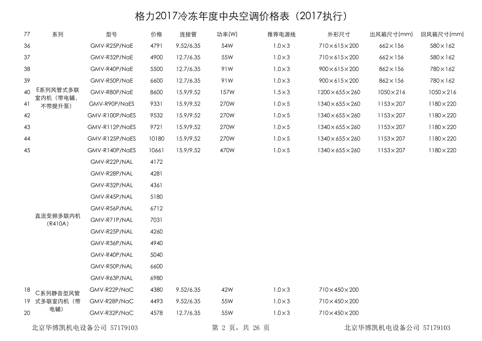2017年格力空调价格表_第2页
