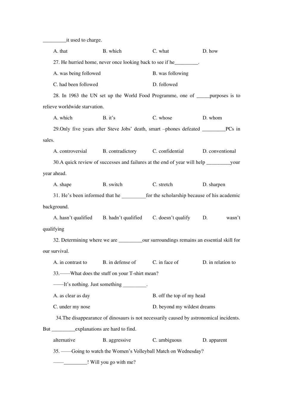 2017年江苏高考英语真题含解析(纯Word版)_第2页