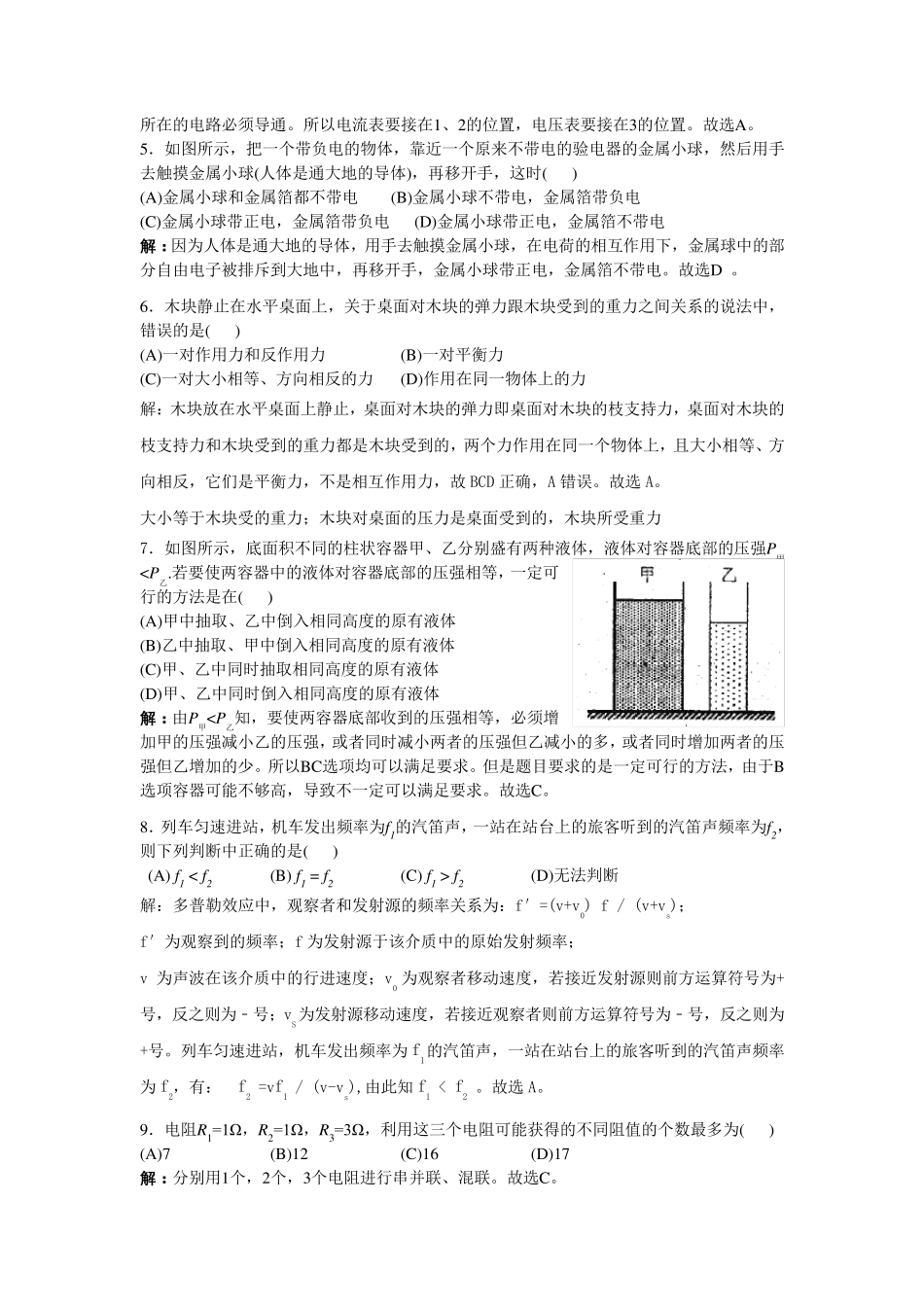 2017年第31届上海物理(大同杯)竞赛试题及详解解答_第2页