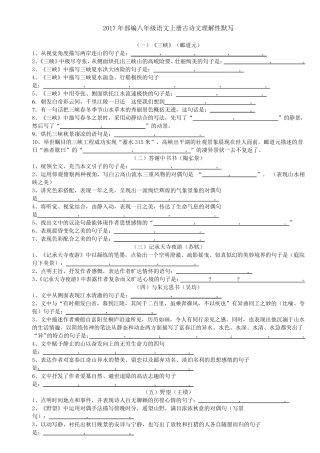 2017年部编新人教版八年级上册全部古诗文理解性默写含答案